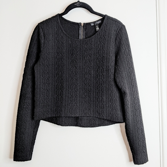 Aqua black cable knit crop top - Picture 3 of 7